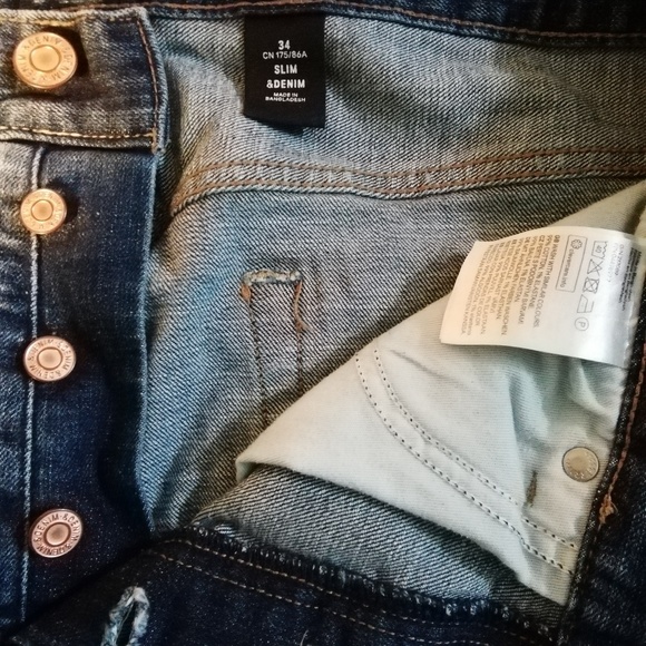 Slim & Denim H&M Jeans with button fly size 34 - Picture 2 of 4